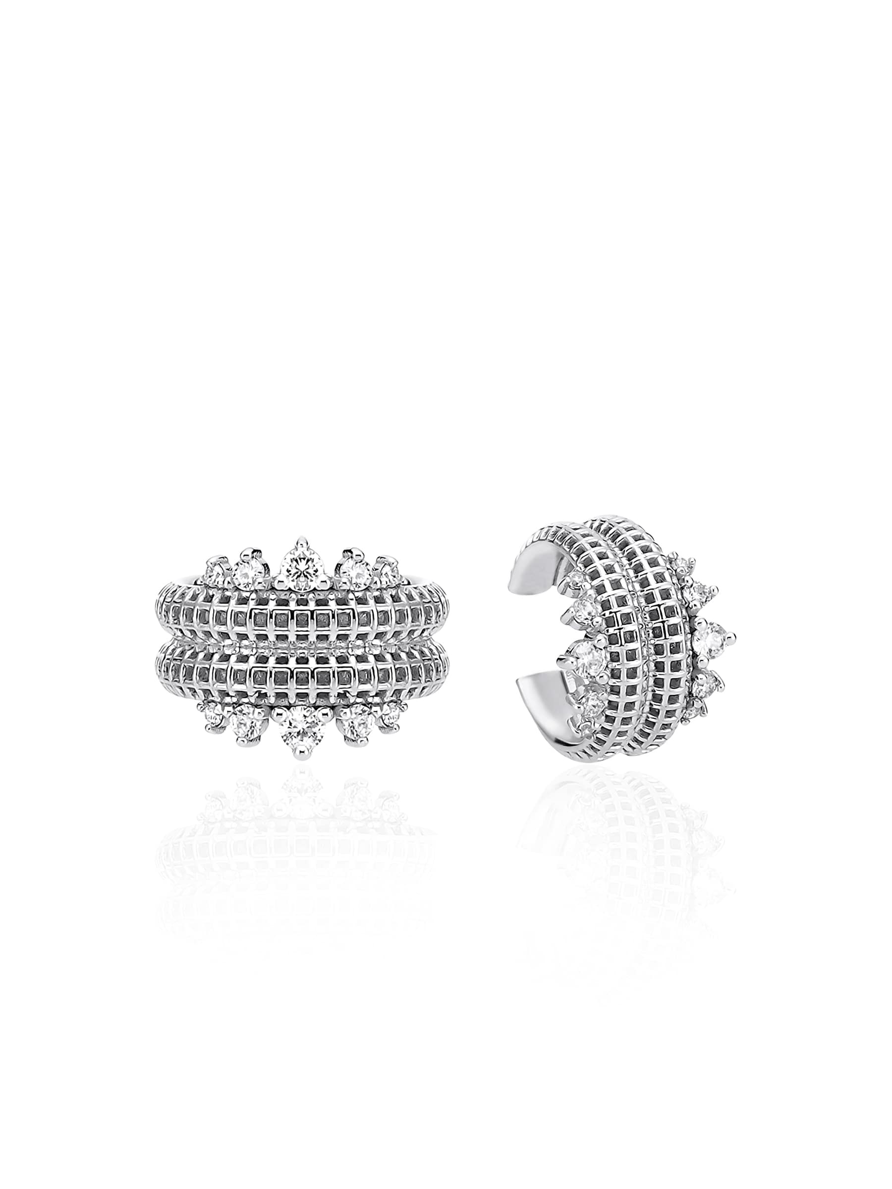 Double Princess Semita ear cuff taşlı – 925 ayar gümüş rodyum kaplama deliksiz kıkırdak küpesi