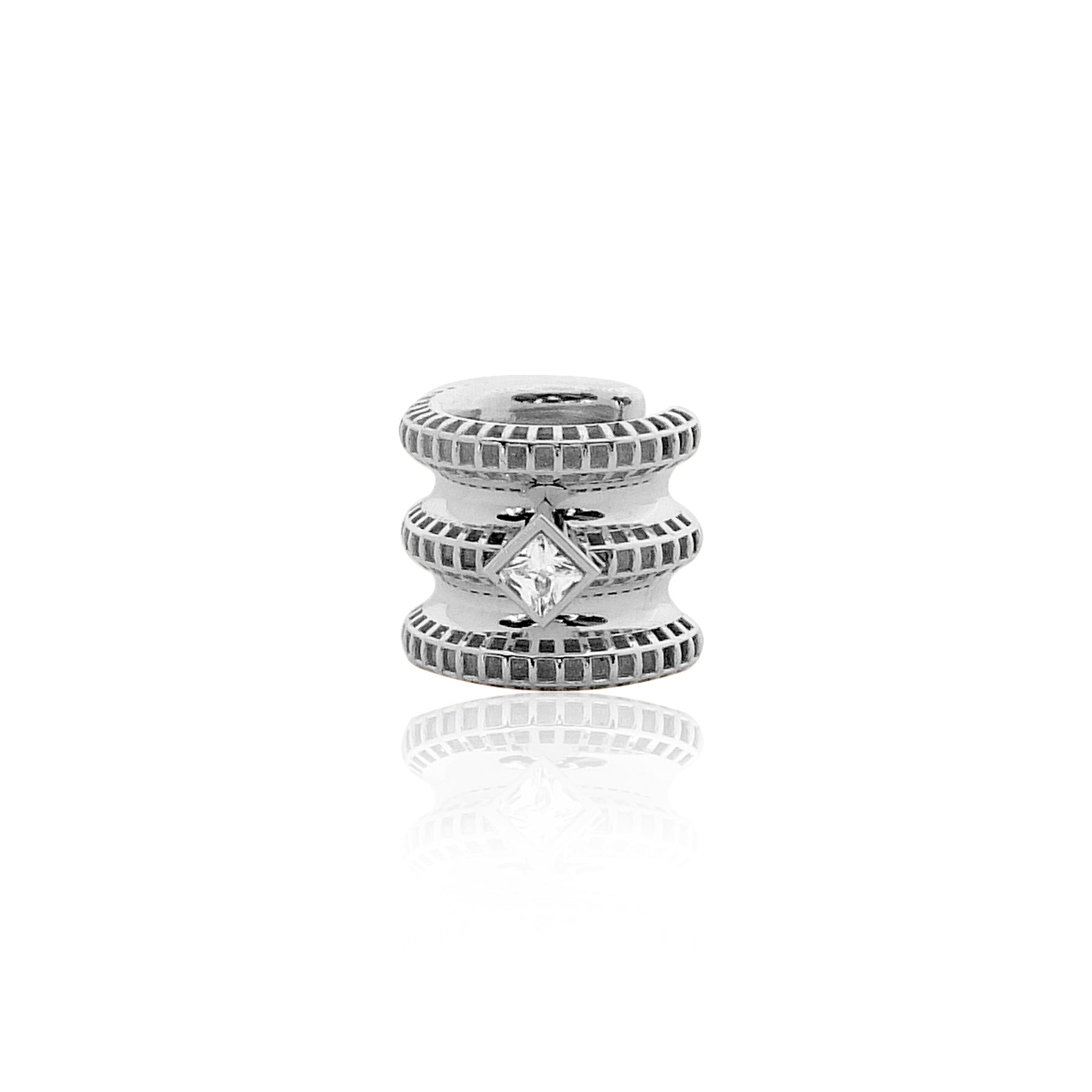 Erchie ear cuff beyaz taşlı – 925 ayar gümüş rodyum kaplama deliksiz kıkırdak küpesi, 13×15 mm