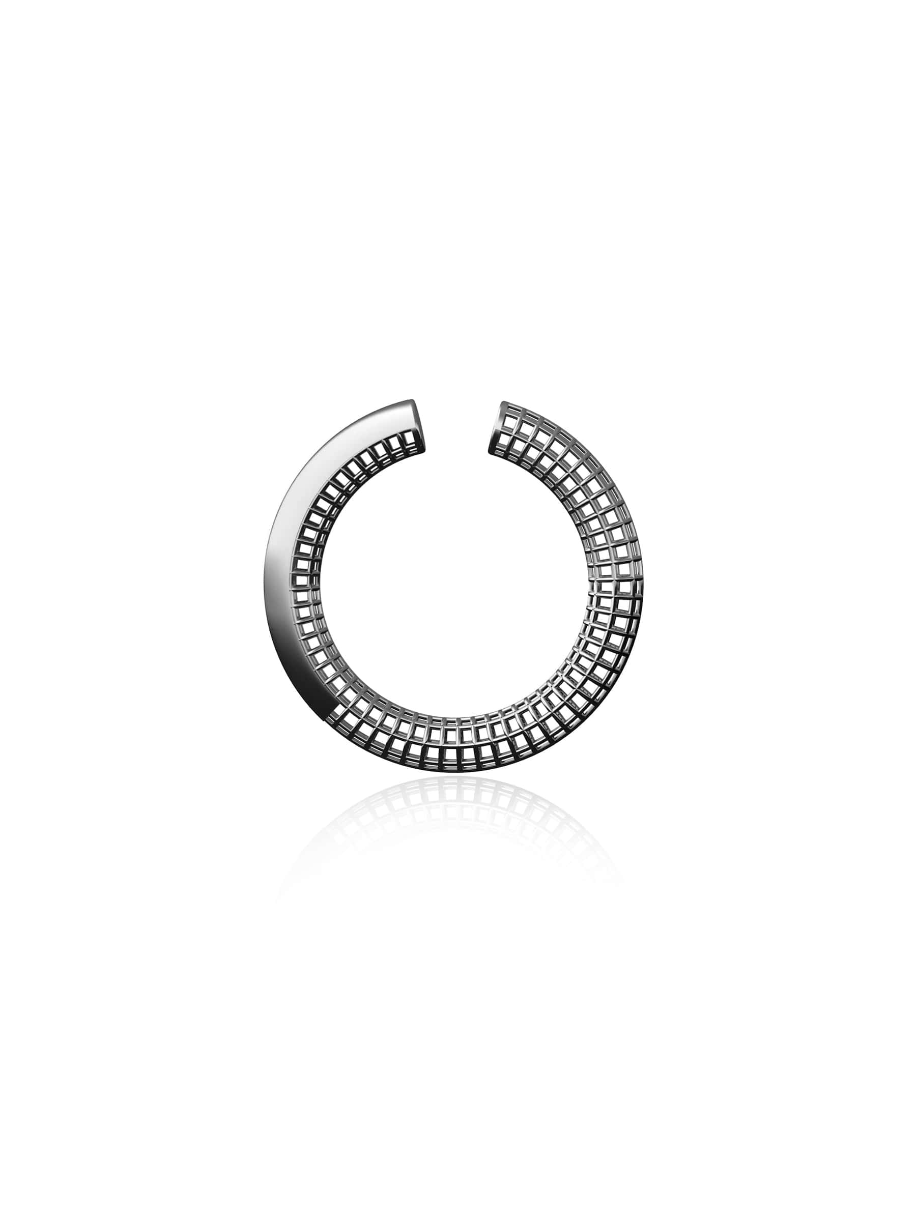 Maxi Luki ear cuff 925 gümüş rodyum kaplama deliksiz – 28 mm çap, 4 mm kalınlık