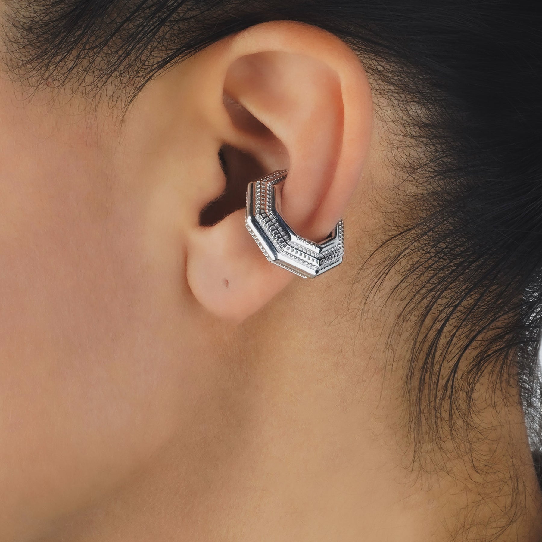 pacal octa ear cuff bold geometrik kıkırdak küpe