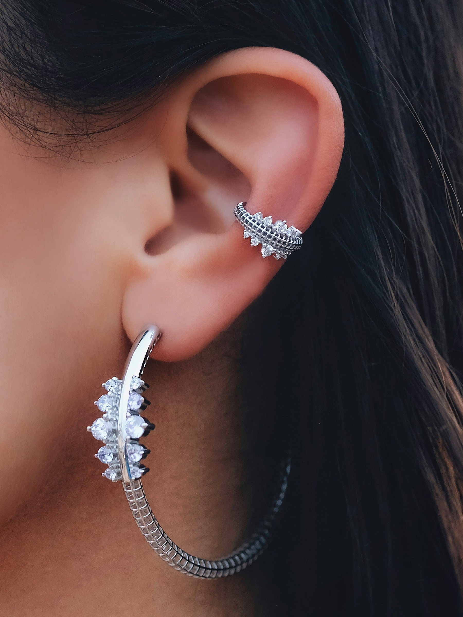 Two Sided Semita ear cuff kulakta – taşlı, deliksiz ve ayarlanabilir