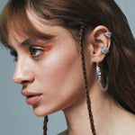 Two Sided Semita ear cuff portre – beyaz taşlı rodyum kaplama ear cuff