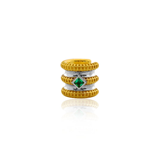 14 Carat Gold Plated Silver Green Stone Ear Cuff - Erchie