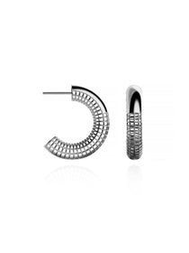 Luki 25 mm Hoop Earrings – rhodium-plated 925 sterling silver bold hoops, product photo