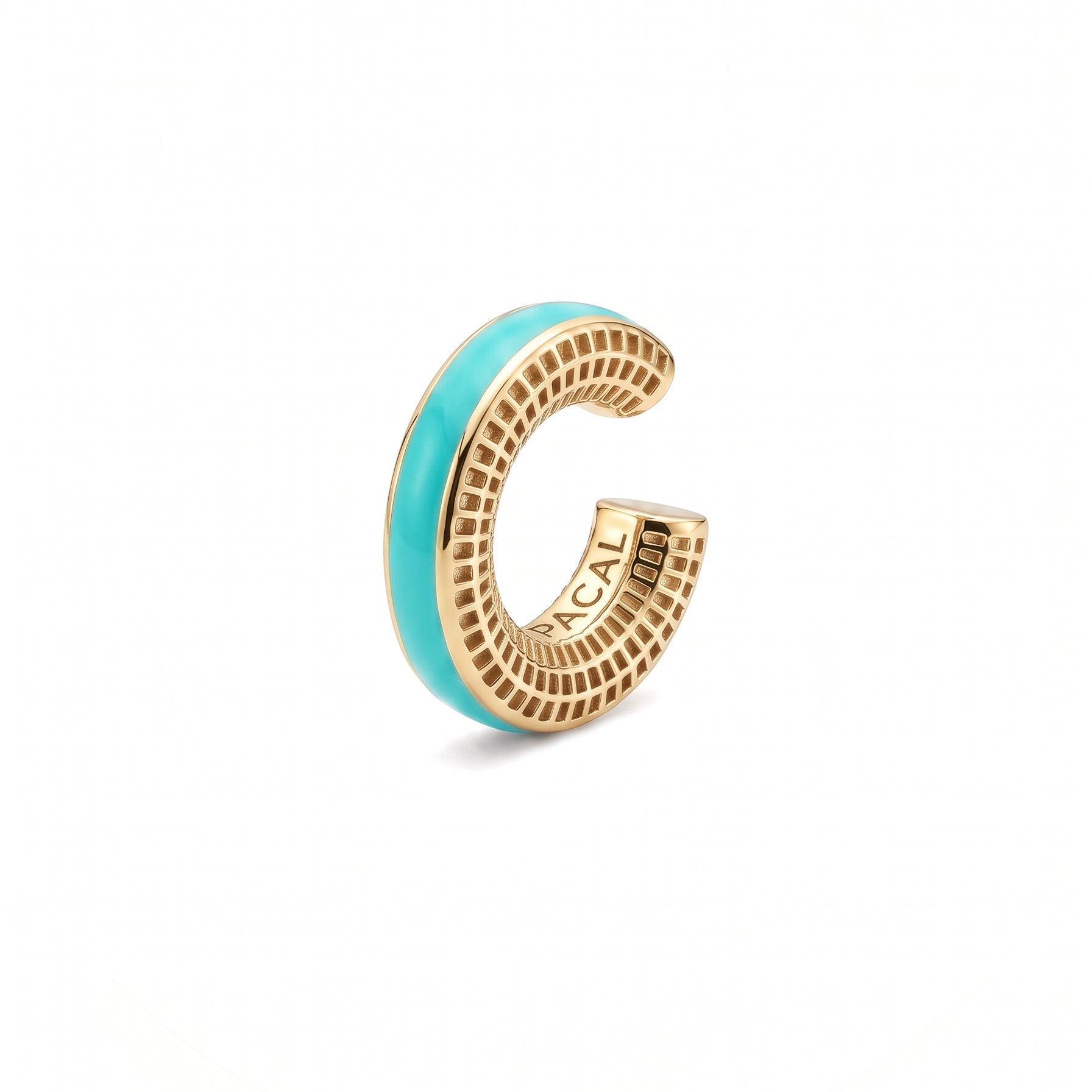 Aqua Insight ear cuff – aqua mavisi mineli, 14 ayar altın kaplama 925 ayar gümüş kıkırdak küpe