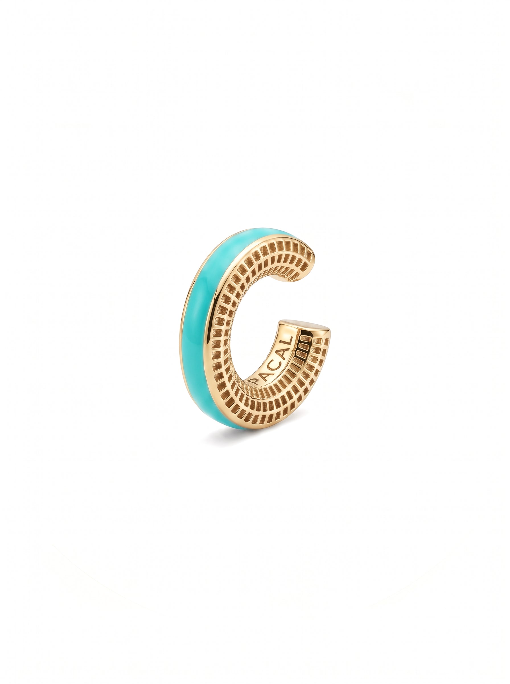 Aqua Insight ear cuff – aqua blue enamel, 14K gold-plated 925 sterling silver cartilage earring