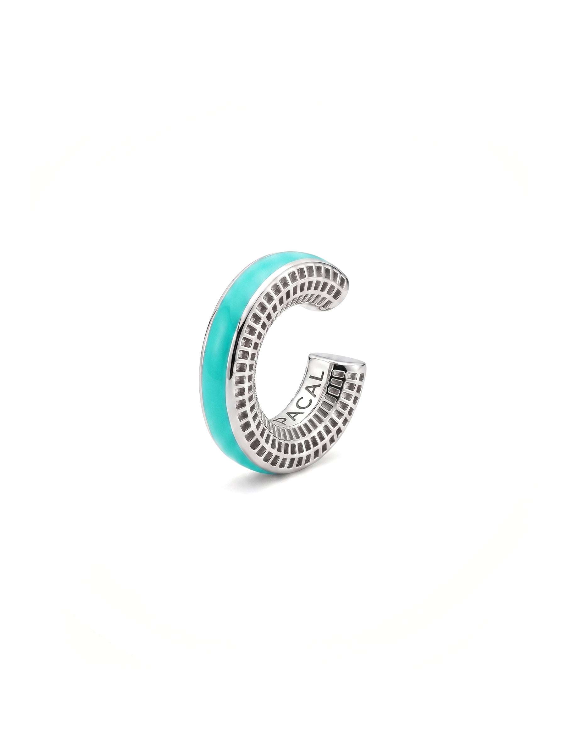Aqua Insight ear cuff – aqua blue enamel, rhodium-plated 925 sterling silver cartilage earring