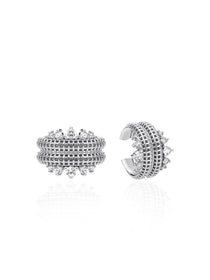 Double Princess Semita Ear Cuff – rhodium-plated 925 sterling silver double-row stone cartilage cuff, product photo