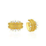 Double Princess Semita ear cuff taşlı – 925 gümüş 14K mikro altın kaplama deliksiz kıkırdak küpesi