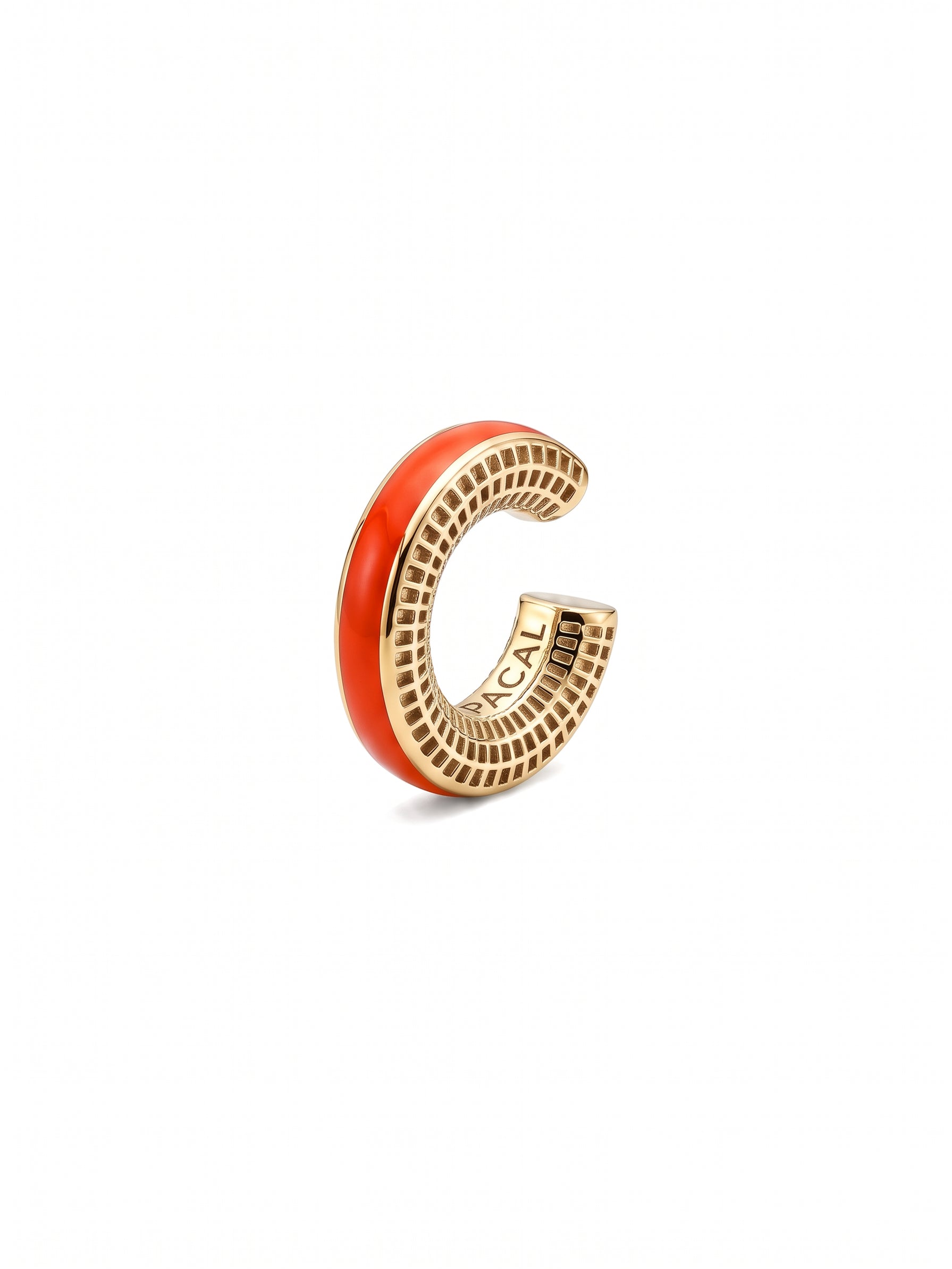 Ignite Pulse ear cuff – fire orange enamel, 14K gold-plated 925 sterling silver cartilage earring