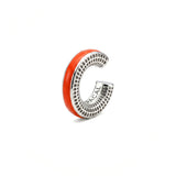 Ignite Pulse ear cuff – fire orange enamel, rhodium-plated 925 sterling silver cartilage earring