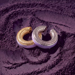 Lilac Reverie gold- and silver-plated ear cuffs with lilac enamel on purple powder