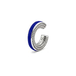 Midnight Muse ear cuff – lacivert mineli, rodyum kaplama 925 ayar gümüş kıkırdak küpe
