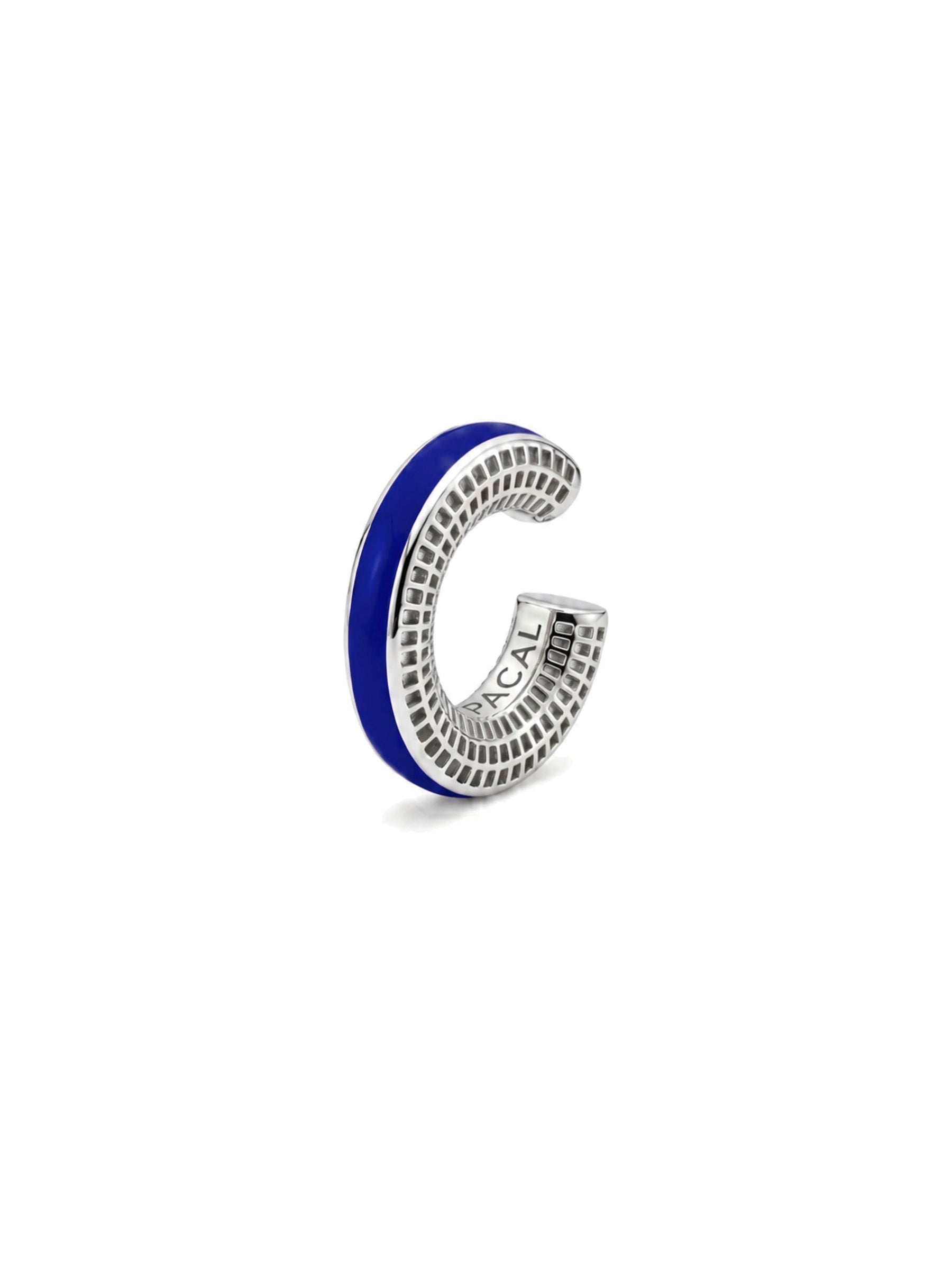 Midnight Muse ear cuff – lacivert mineli, rodyum kaplama 925 ayar gümüş kıkırdak küpe