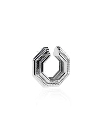 Octa Ear Cuff – sekizgen formlu, rodyum kaplama 925 ayar gümüş deliksiz kıkırdak küpe