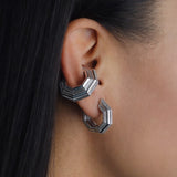 Octavia Ear Cuff and Octavia Earrings worn together, rhodium-plated 925 sterling silver
