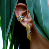 14 Carat Gold Plated Silver Green Stone Ear Cuff - Erchie