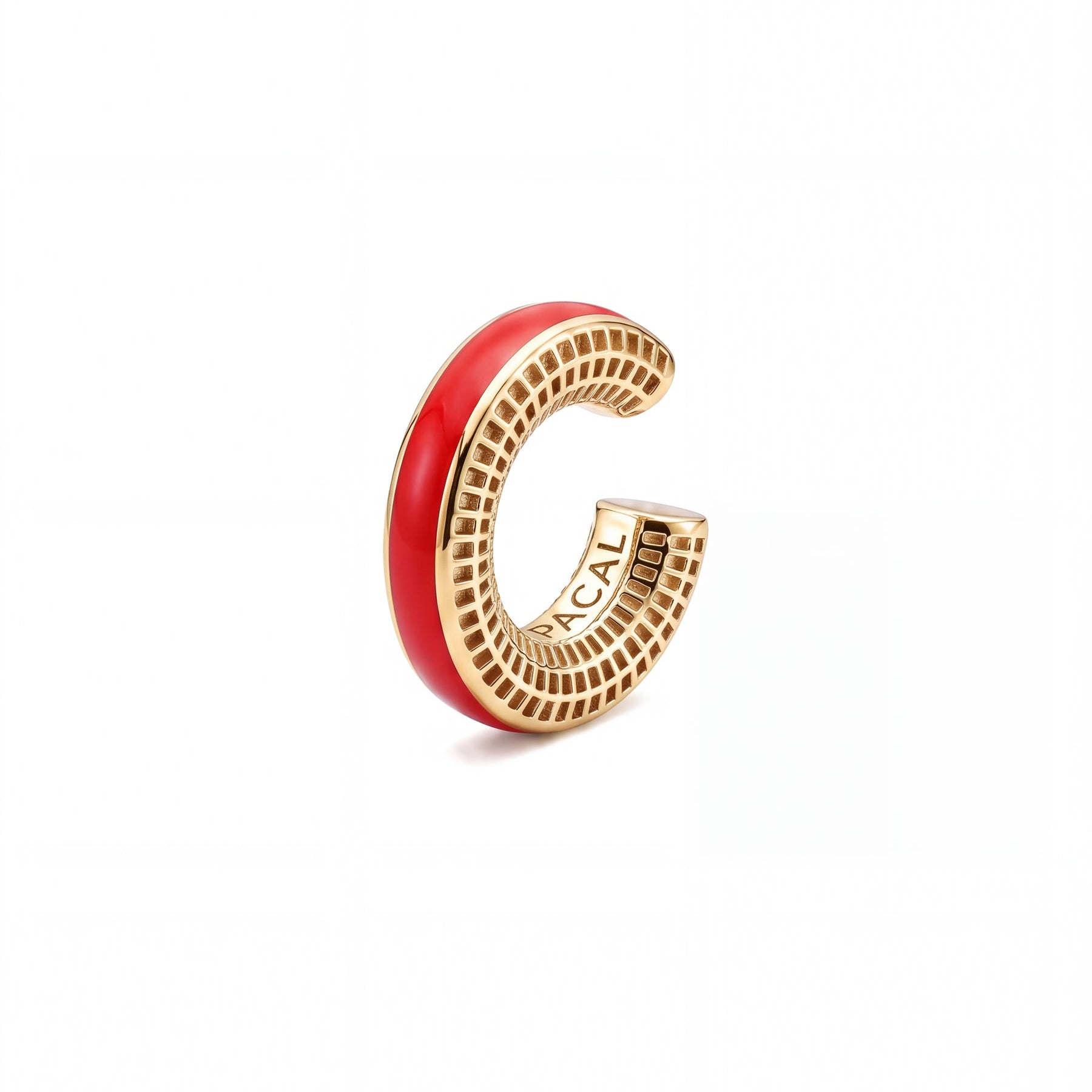 Scarlet Pulse ear cuff – fire red enamel, 14K gold-plated 925 sterling silver cartilage earring