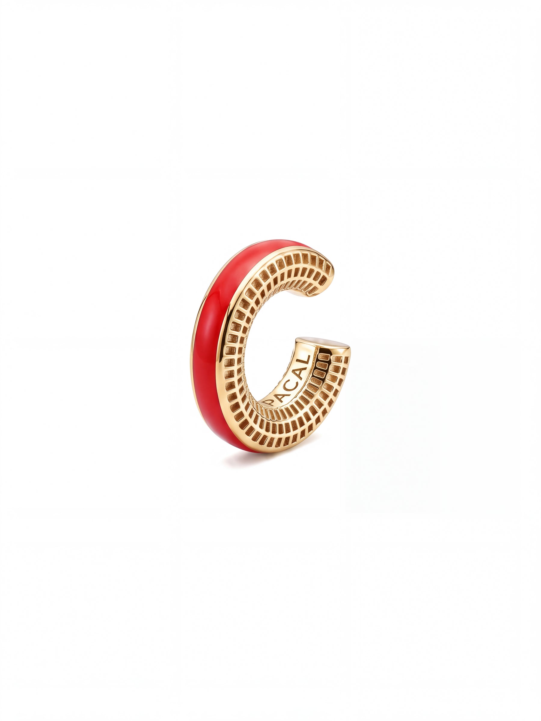 Scarlet Pulse ear cuff – fire red enamel, 14K gold-plated 925 sterling silver cartilage earring