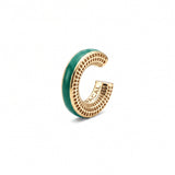 Verdant Poise ear cuff – green enamel, 14K gold-plated 925 sterling silver cartilage earring