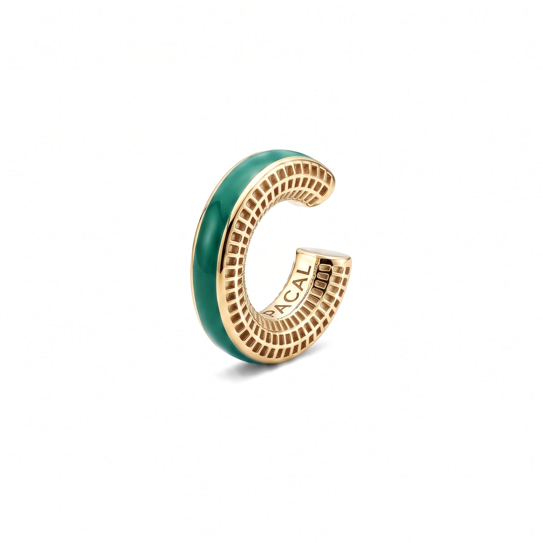 Verdant Poise ear cuff – green enamel, 14K gold-plated 925 sterling silver cartilage earring