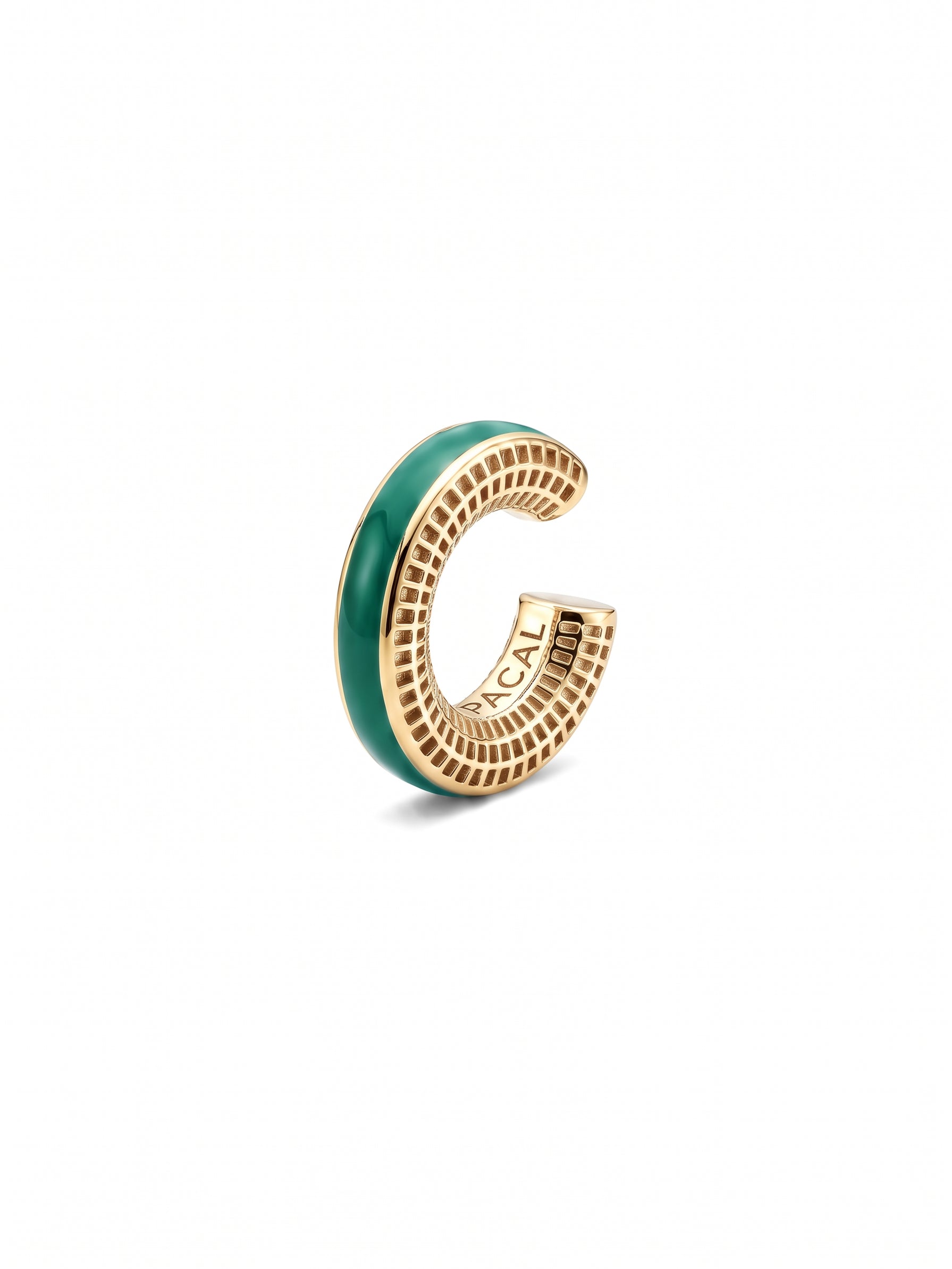 Verdant Poise ear cuff – green enamel, 14K gold-plated 925 sterling silver cartilage earring