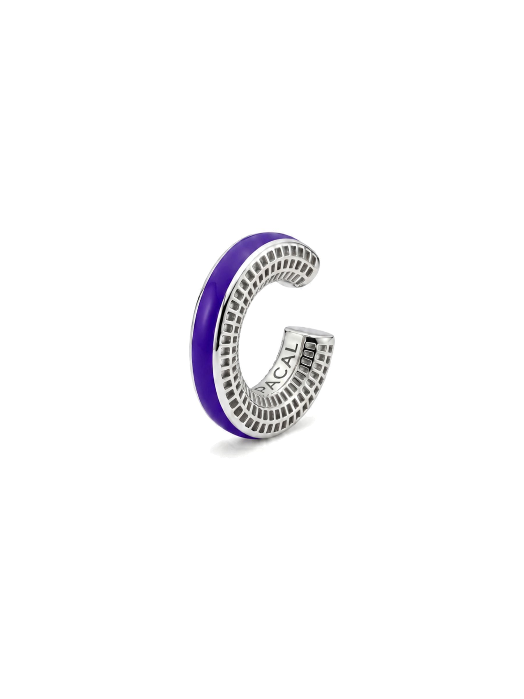 Violet Muse ear cuff – menekşe moru mineli, rodyum kaplama 925 ayar gümüş kıkırdak küpe